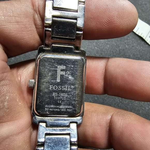 Fossil F2 Quartz Ladies Watch Rectangle Tank Date Just Diamond Accent Working he - Picture 6 of 9